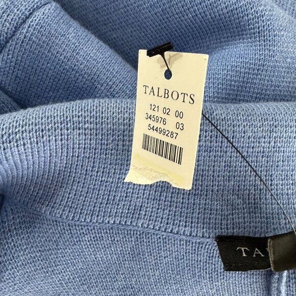 Talbots Sweater Blazer Jacket Large Blue Solid Cotton Blend Academia NWT CJ-1925 - Picture 9 of 10
